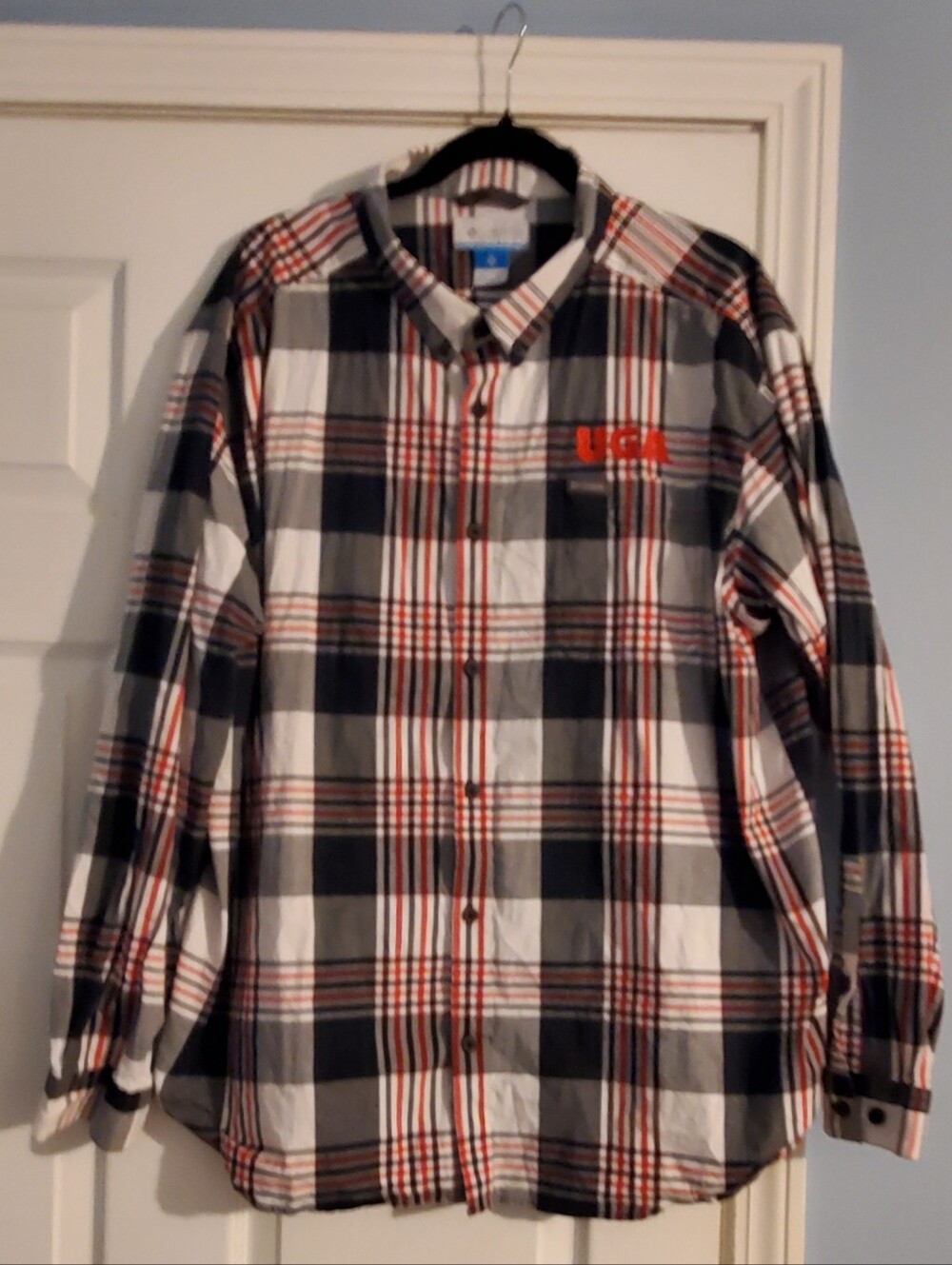 Columbia UGA Plaid Long Sleeve Button Front Shirt Men's XXL